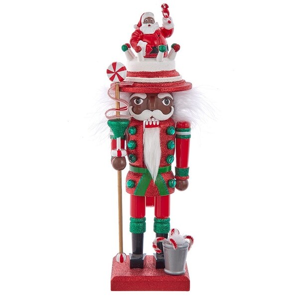 Kurt Adler 10Inch Hollywood Black Nutcracker with Santa Hat