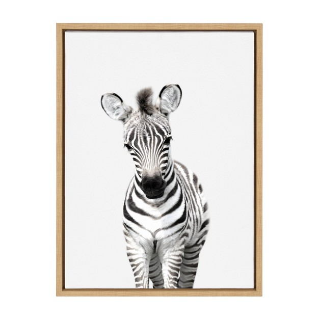 X 24 quot Sylvie Baby Zebra Framed Canvas By Amy Peterson Natural Kate amp Laurel All Things Decor