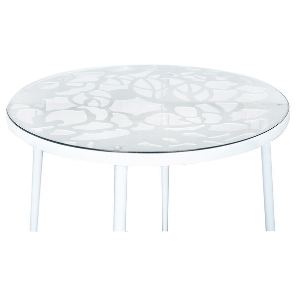 LeisureMod Devon Round Glass Top Aluminum Base Outdoor Dining Table