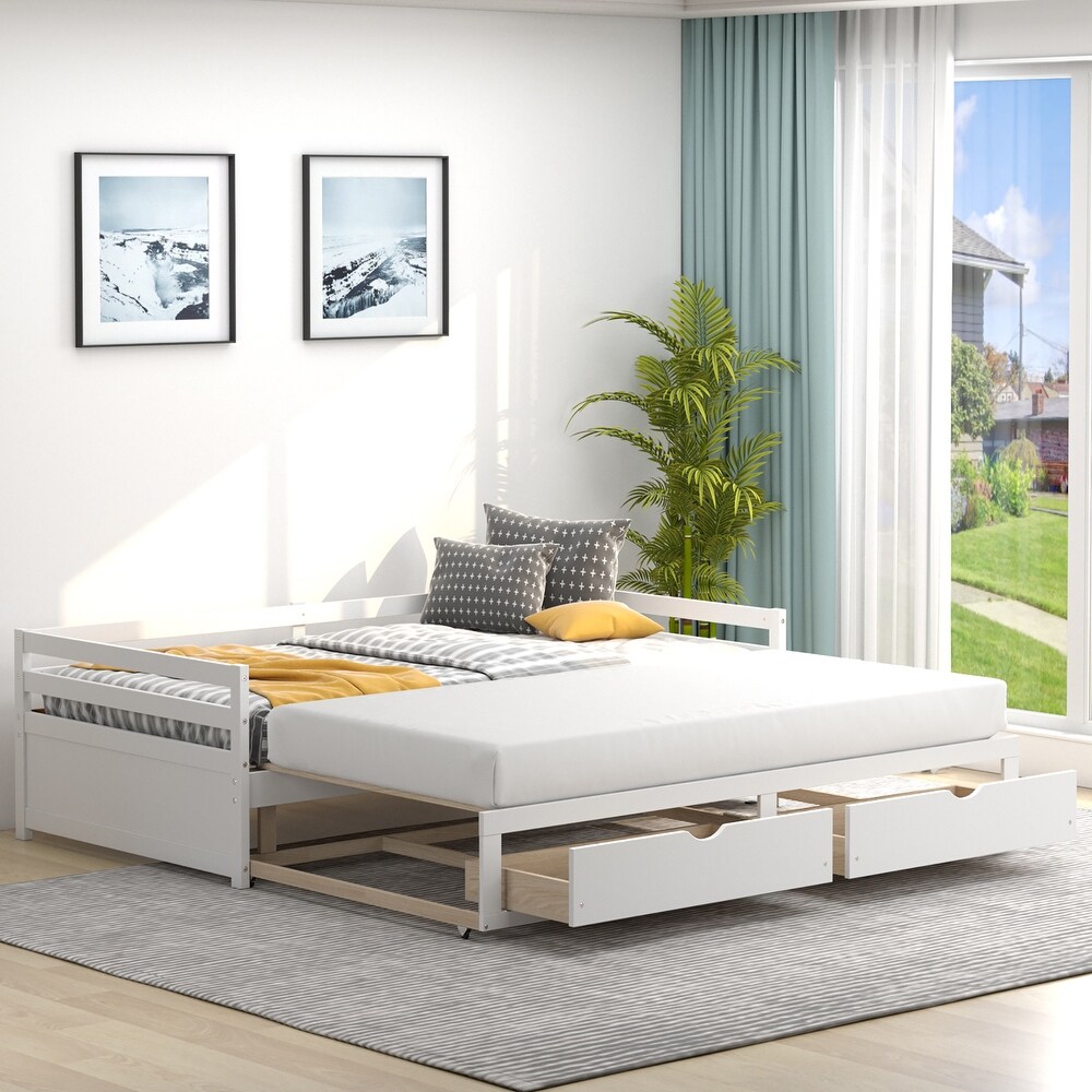 Costway Twin to King Daybed with 2 Drawers Wooden Sofa Bed for   See Details