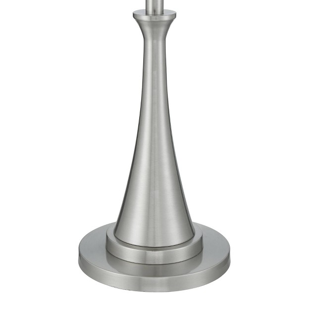 Tall Brushed Nickel Metal White Tapered Drum Shade For Living Room House Bedroom Office Family