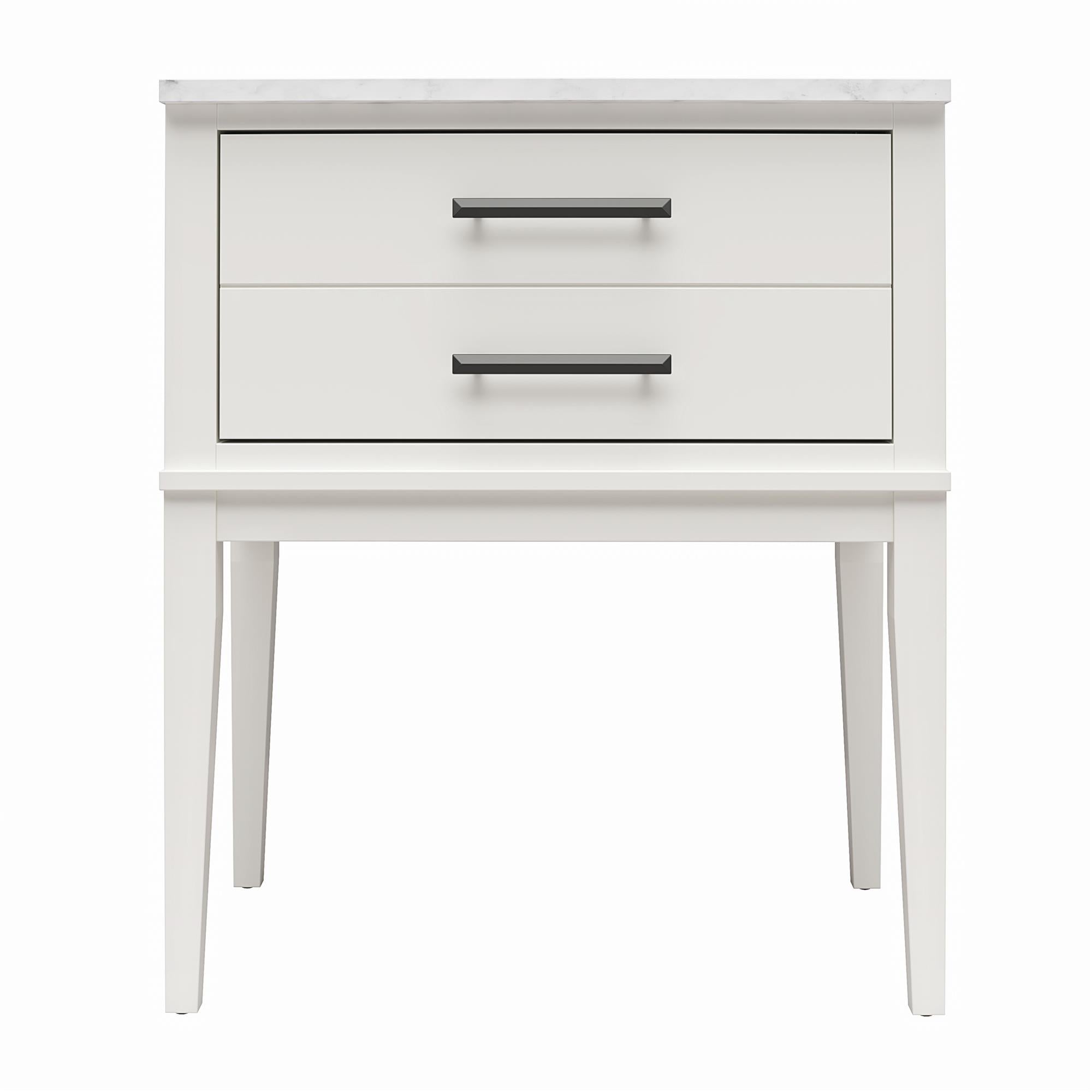 Ameriwood Home Amberleigh Nightstand, White w/ White Marble Top