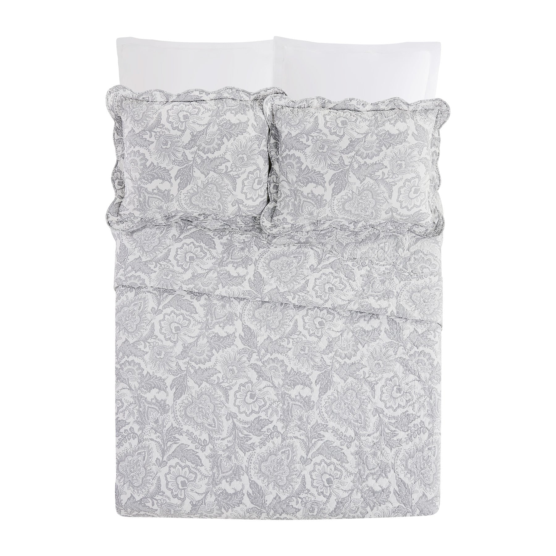 Java Lace Scallop Quilt Set, Full - Queen