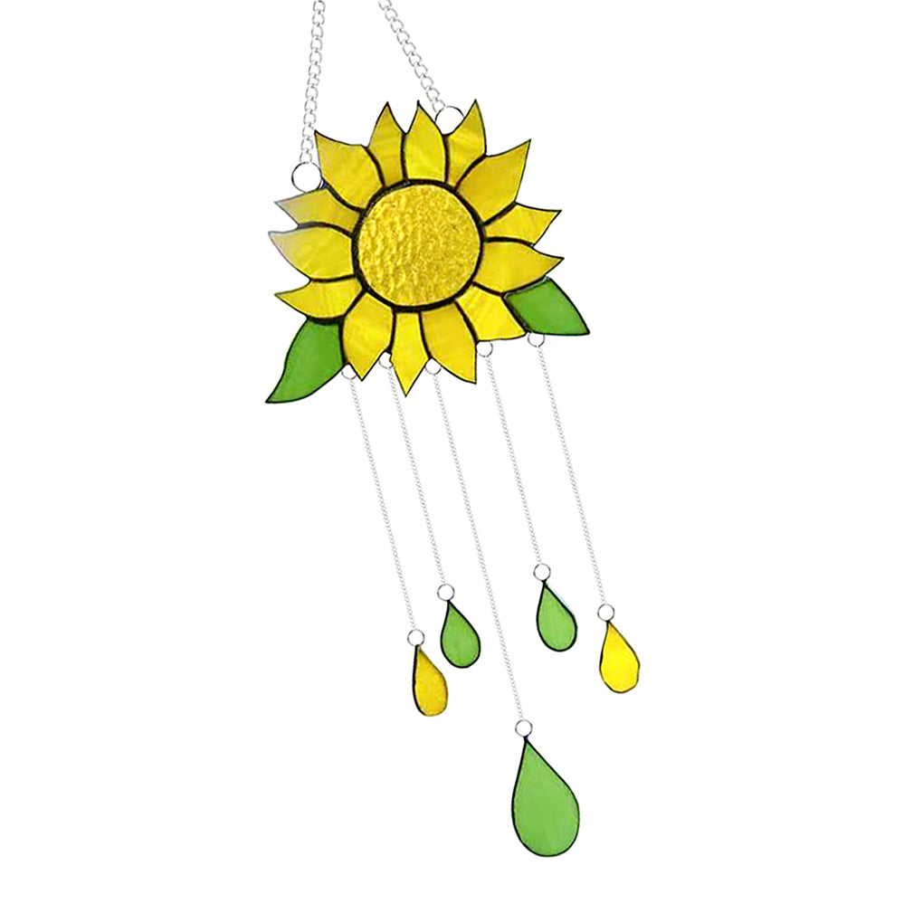 Rinhoo Wind Bell Alloy Sunflower Wind Chime Epoxy Hanging Craft Decoration Windbell for Home Garden