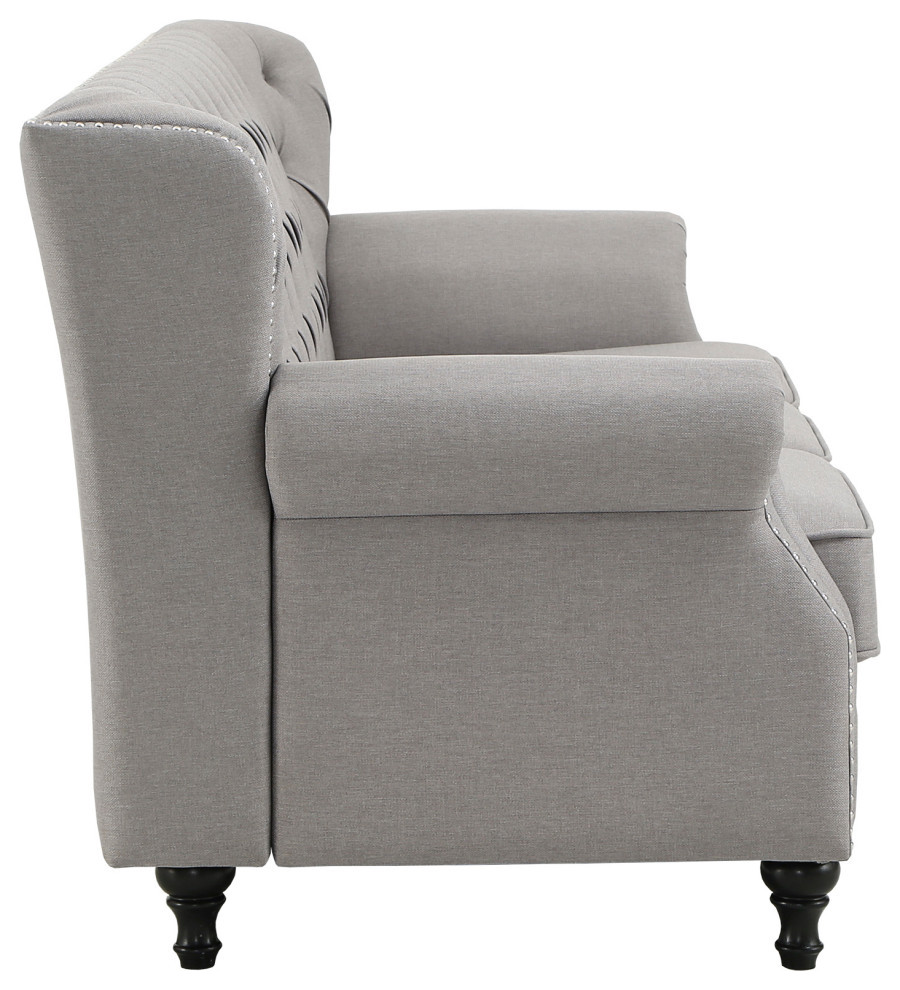 Claridge Grey Button Tufted Sofa with Nailhead Trim   Traditional   Sofas   by Inspire Q  Houzz