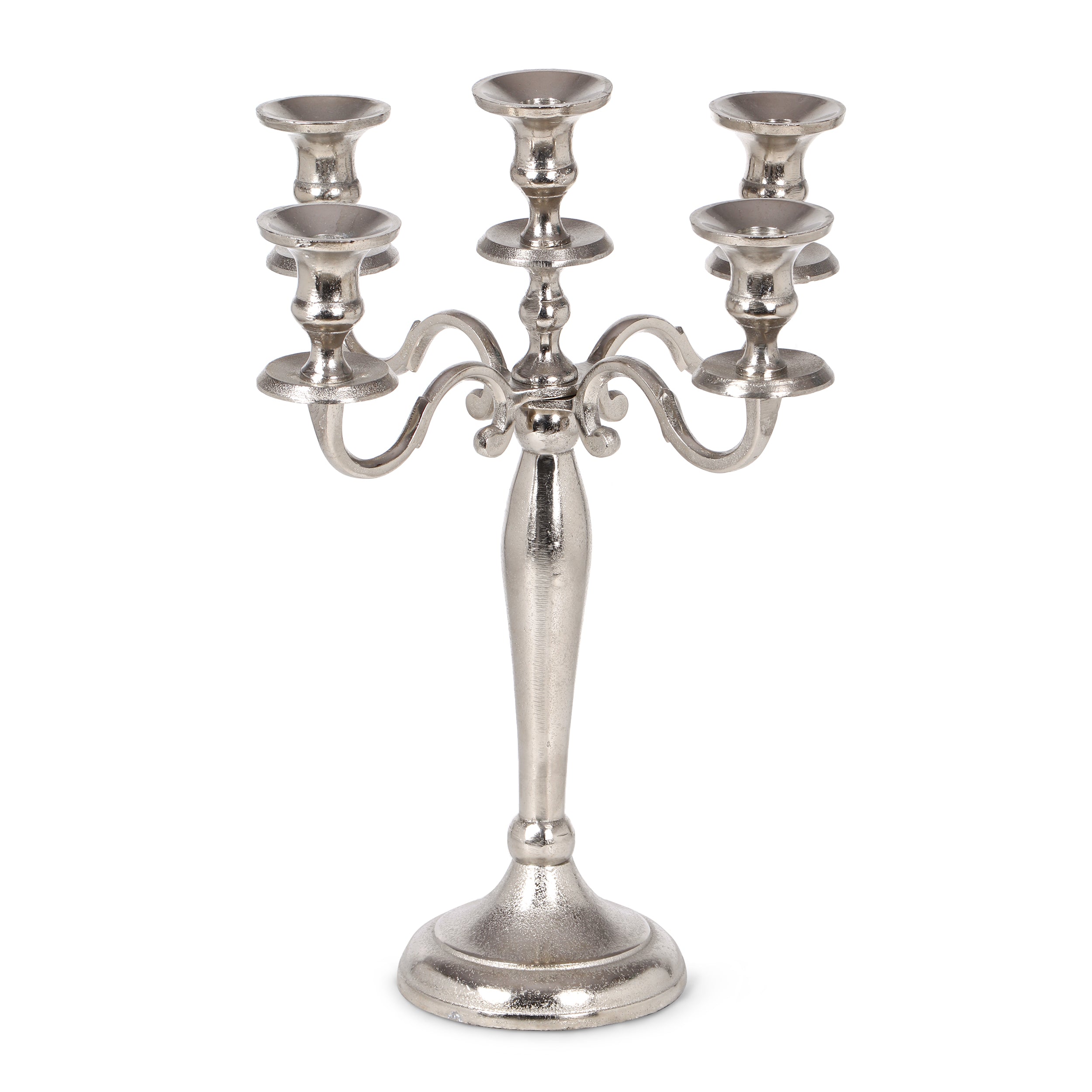 Acosta Handmade 5 Candle Aluminum Candelabra, Silver