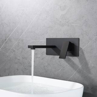 Fapully Modern Single Handle Wall Mount Bathroom Faucet in Matte Black FN-0020B