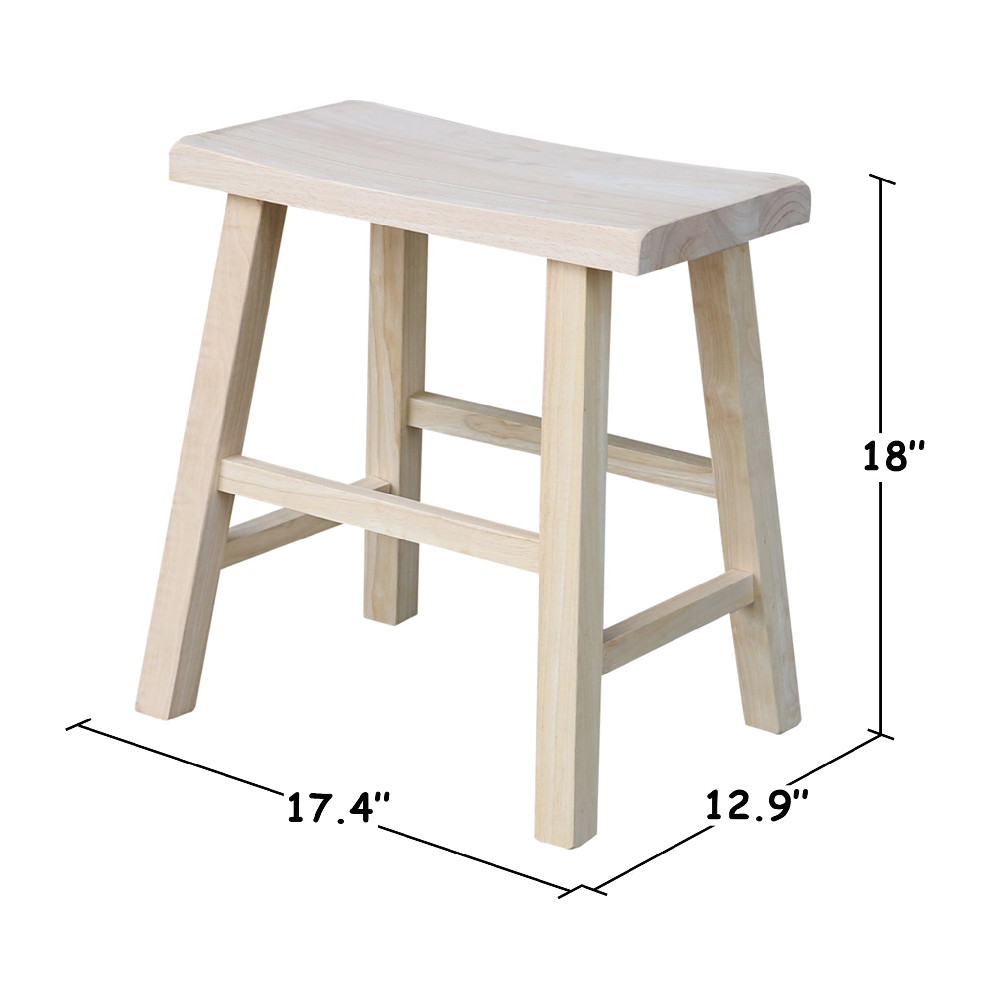 International Concepts Unfinished Solid Wood Backless 18 in. High Indoor Stool