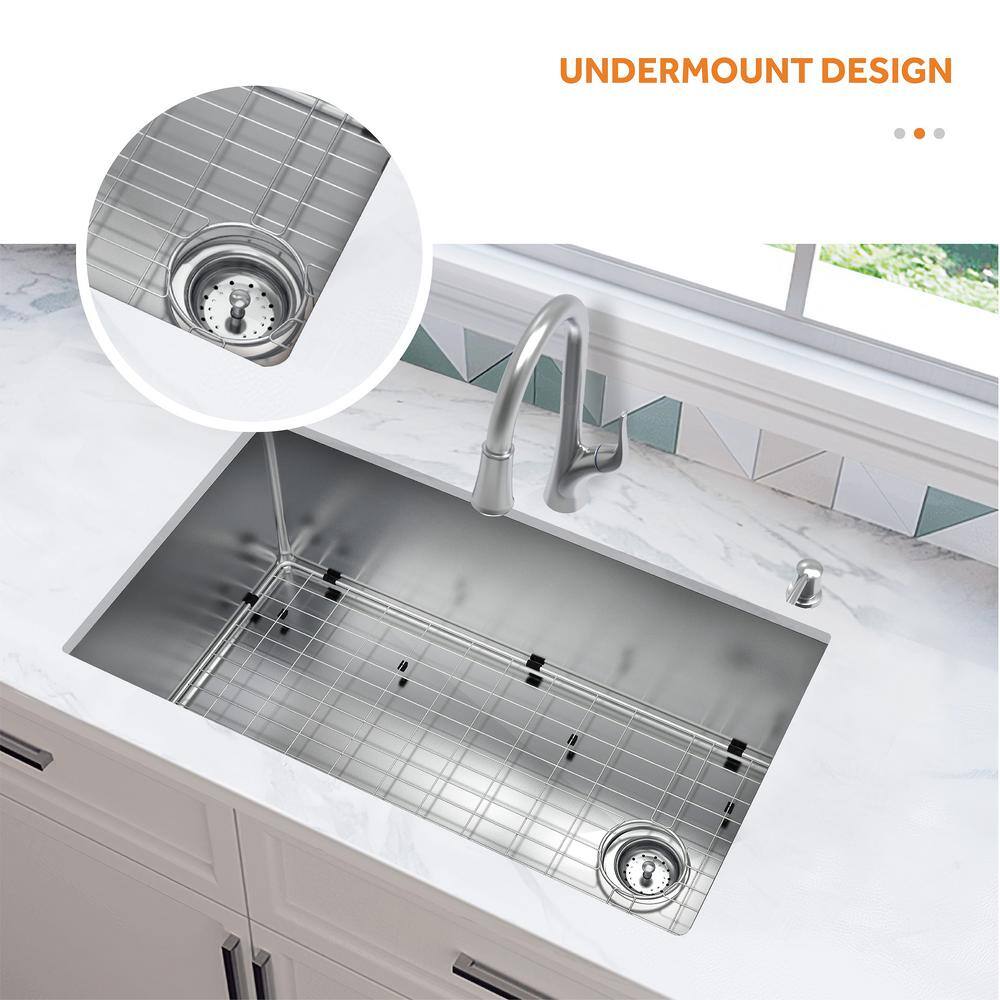 Glacier Bay All-in-One Undermount Stainless Steel 31 in. Kitchen Sink VUR3118A1PA1