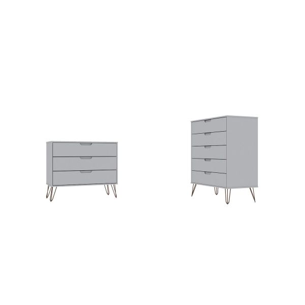 Rockefeller Tall 5-Drawer Dresser and Standard 3-Drawer Dresser in White