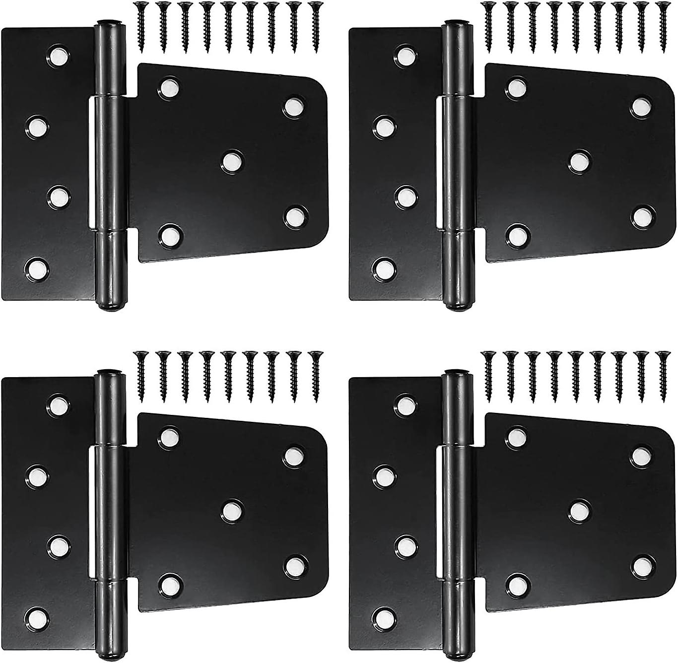 4 Pcs Heavy Duty Gate Hinges 3.5 Door Hinges for Woodshed， Barn Door， Fence Gate， Swing Door， Black