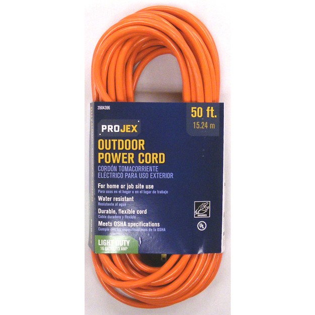 Projex Outdoor 50 Ft L Orange Extension Cord 16 3 Sjtw