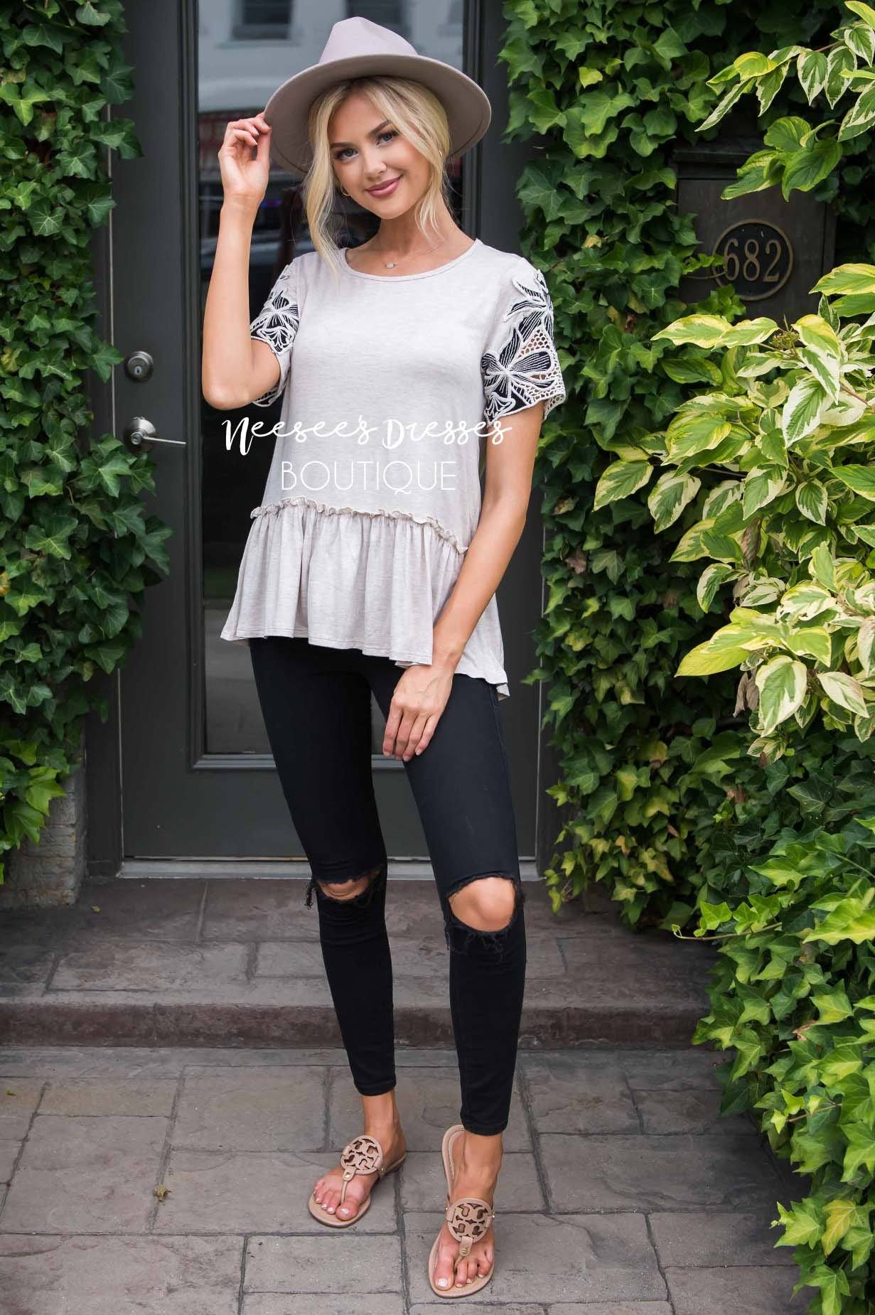 Be Courageous Crochet Sleeve Top