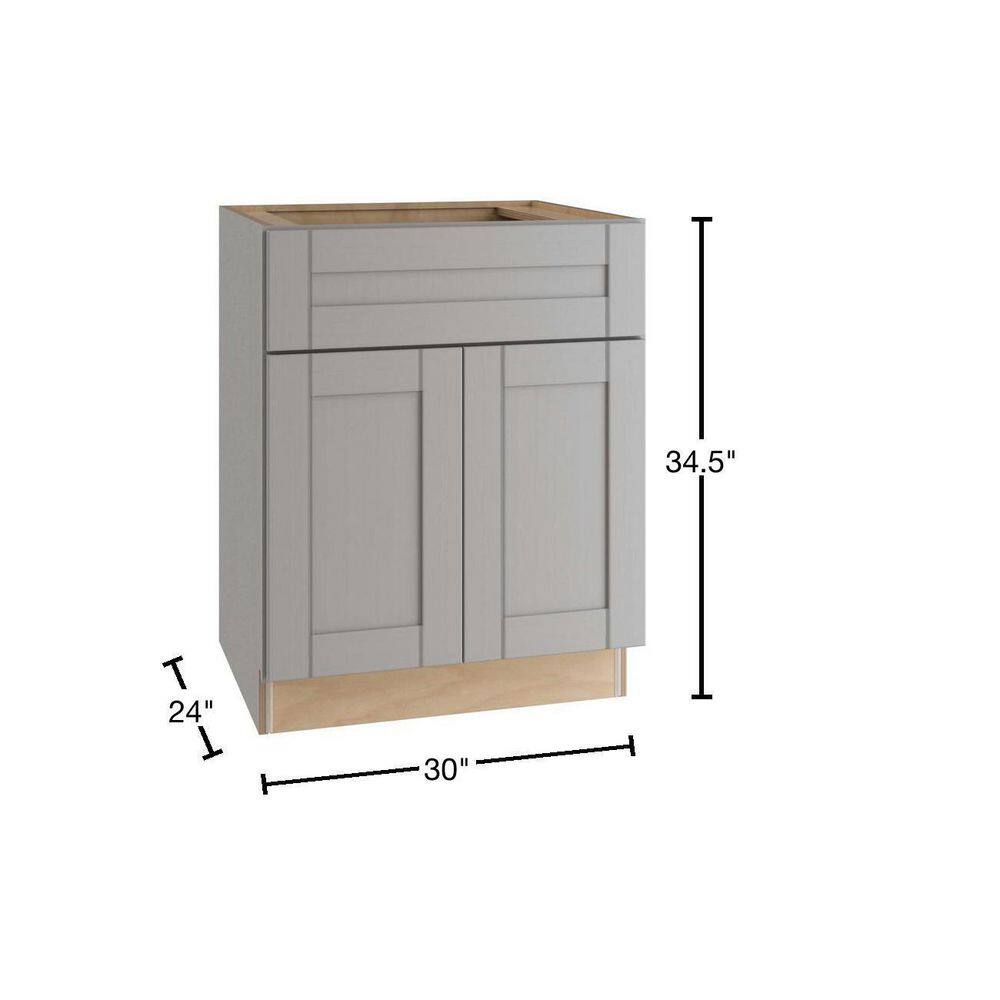 Home Decorators Collection Washington Veiled Gray Plywood Shaker Stock Assembled Base Kitchen Cabinet Soft Close 30 in. x 34.5 in. x 24 in. SB30-WVG