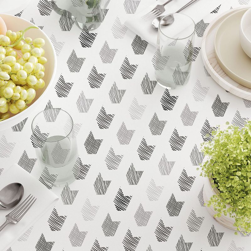 Square Tablecloth， 100% Polyester， 70x70， Grey Geometric Arrows