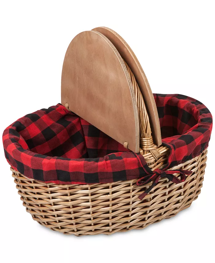 Picnic Time Country Red and Black Buffalo Plaid Picnic Basket