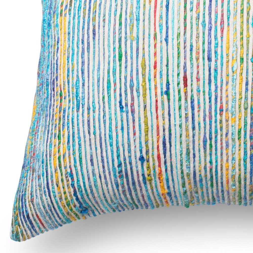 Recycled Sari Silk Stripe Square 22 inch Throw Pillow or Pillow Cover