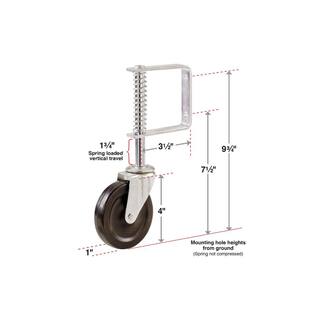 Everbilt 4 in. Black Hard Rubber and Steel Swivel Gate Caster with Adjustable Spring Bracket and 125 lb. Load Rating 49785