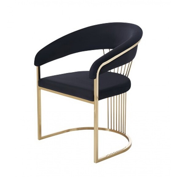 Modrest Linda Modern Black Velvet and Gold Dining ...