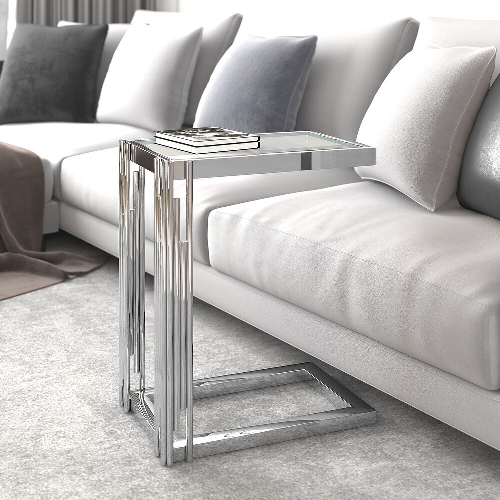 Contemporary Metal and Glass Small Accent Table