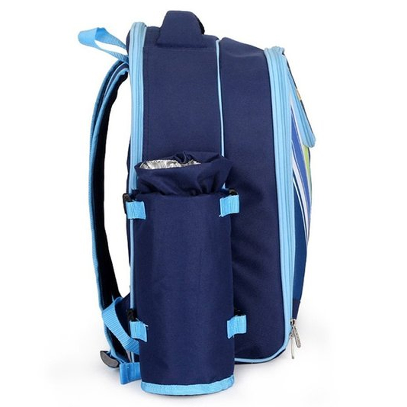 Apollo Picnic Backpack for 4 with Blanket Insulated Bottle Cooler Cotton Napkins Opener Chopping Board Dinnerware Blue