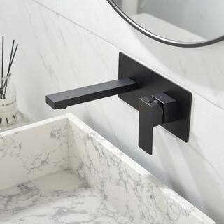 GIVING TREE Single Handle Wall Mounted Faucet with HotCold Indicators Included Valve Supply Lines in Matte Black RMHDFAUC0047