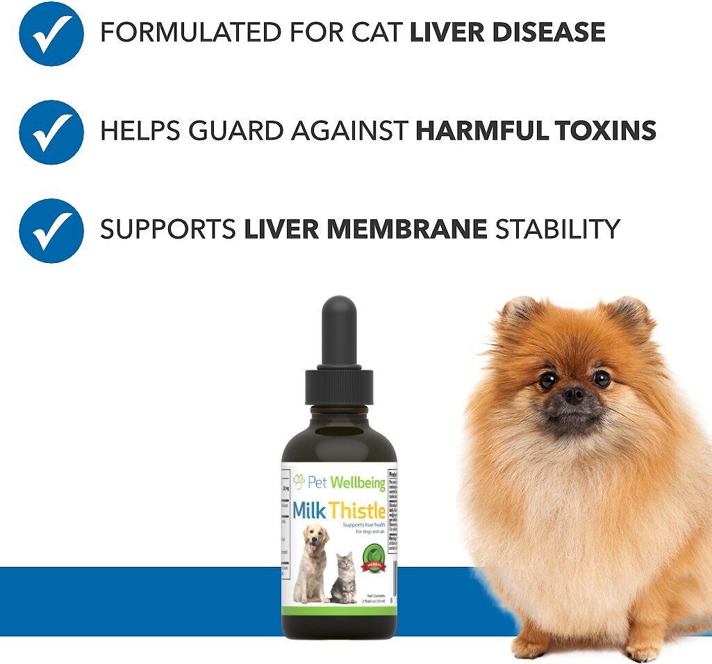 Pet Wellbeing Milk Thistle Bacon Flavored Liquid Liver Supplement for Dogs and Cats