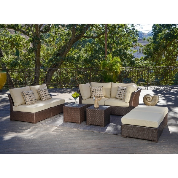 Corvus Oreanne 8piece Brown Wicker Sectional Patio Furniture Set