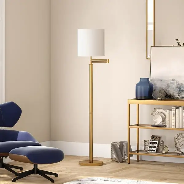 Moby Swing Arm Floor Lamp with Drum Shade