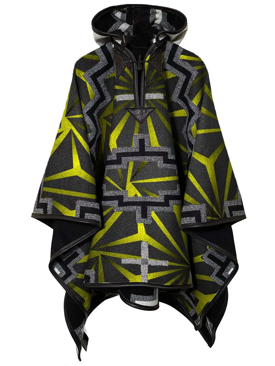 Ethnic Abstract Printing Hooded Cloak