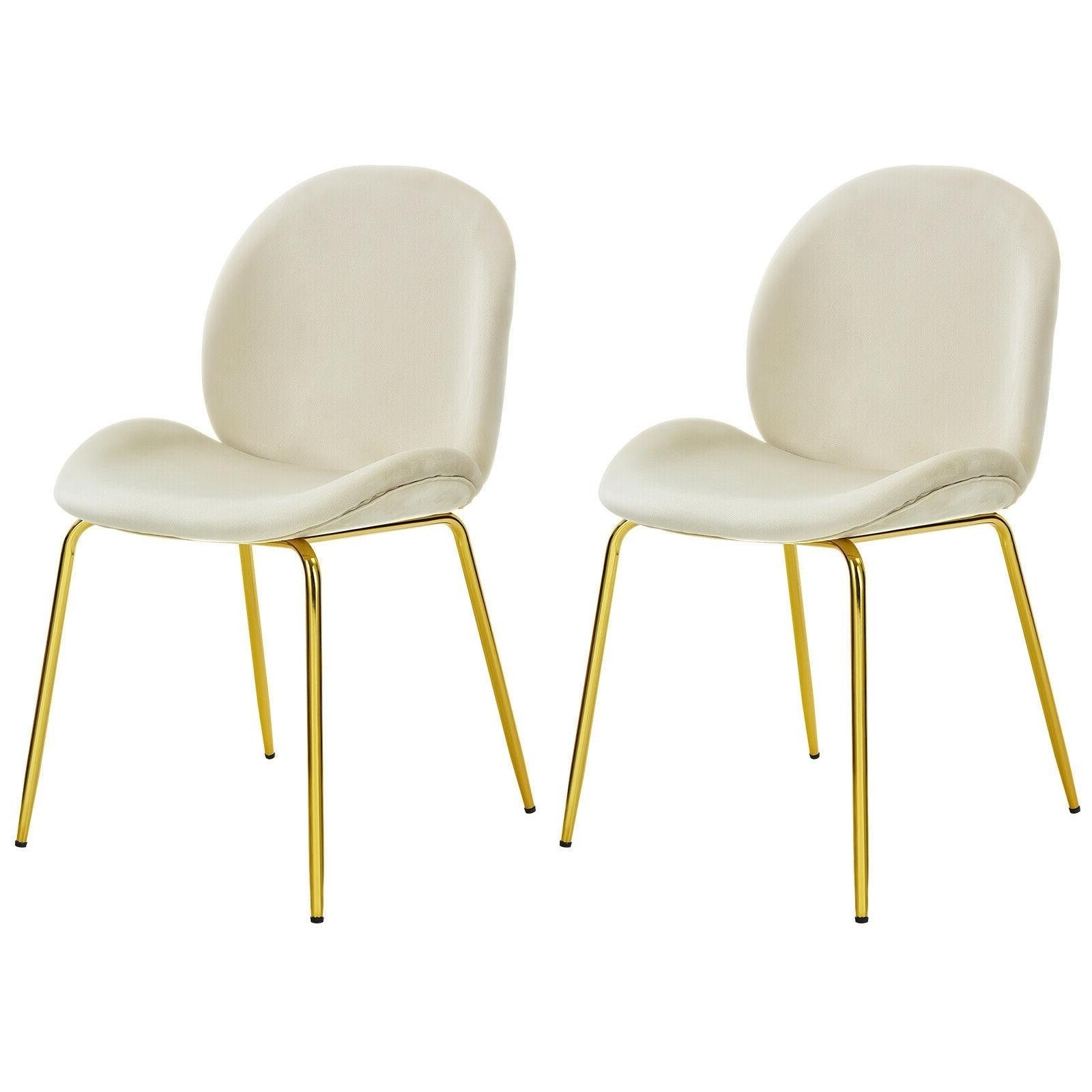 Set of 2 Velvet Accent Chairs with Gold Metal Legs - 19