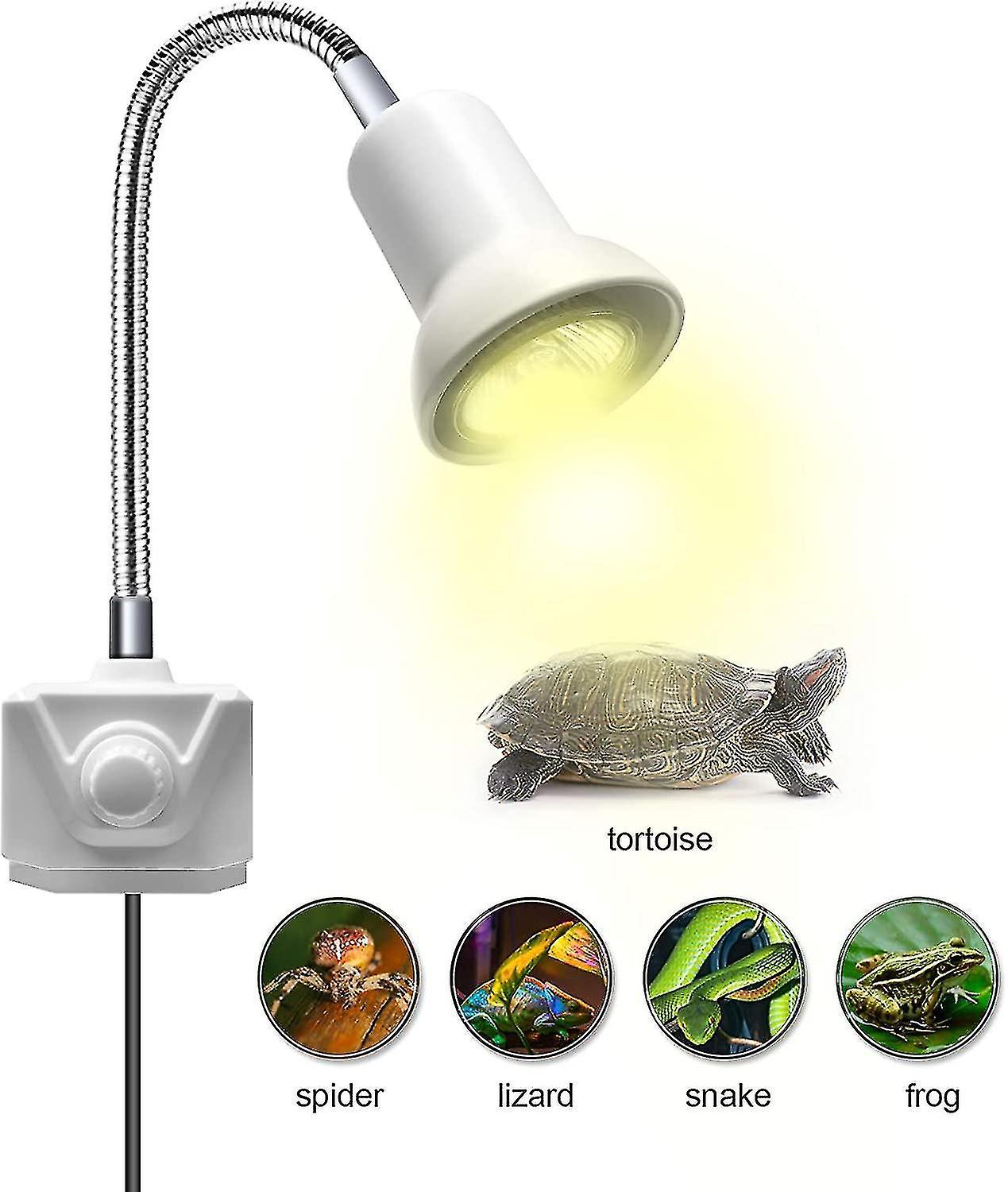 Reptile Heater Lamp With Clamp， With 2 Uva+uvb Full Spectrum E27 Bulbs， 25w Base， 360 Swi Gift