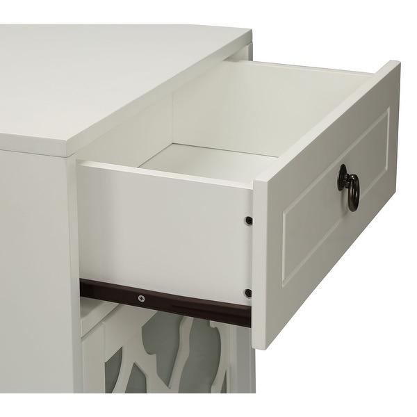 Side Table with 1 Drawers in White