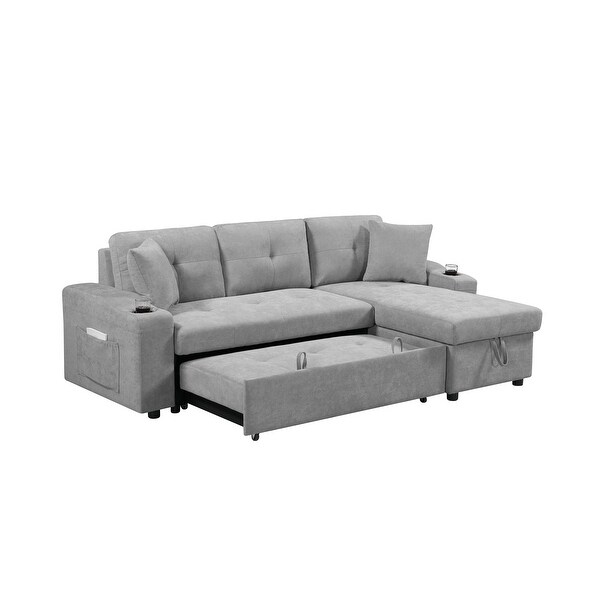 3-Seater L-Shape Sleeper Sofa Bed Convertible Sectional Couch