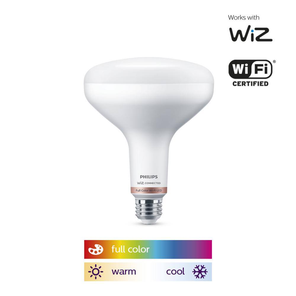 Philips 65-Watt Equivalent BR40 Smart Wi-Fi LED Color Changing Light Bulb Powered by WiZ with Bluetooth (1-Pack) 567131