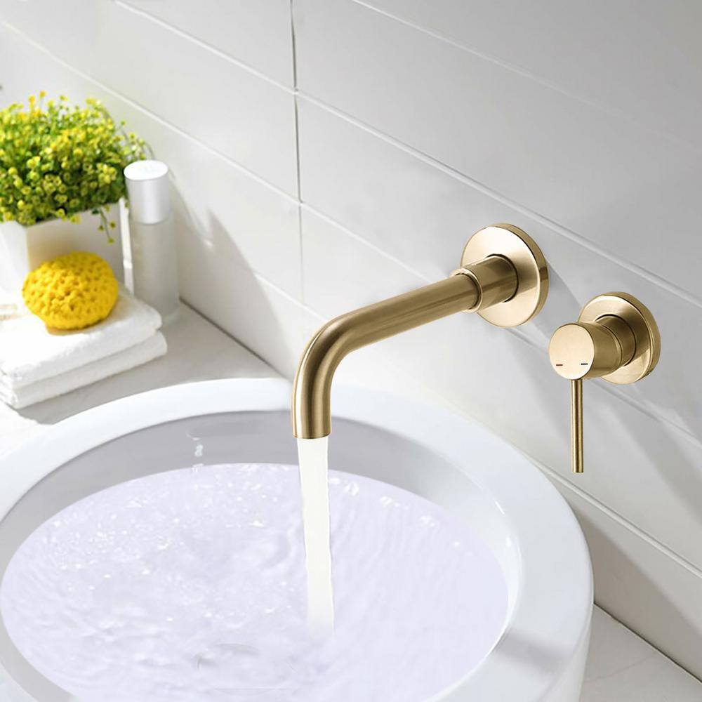 Magic Home Single-Handle Wall Mounted Bathroom Faucet in Matte Gold MS-B1904-BG