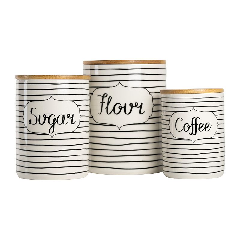 10 Strawberry Street Everyday 3-pc. Coffee， Sugar and Flour Ceramic Canister Set