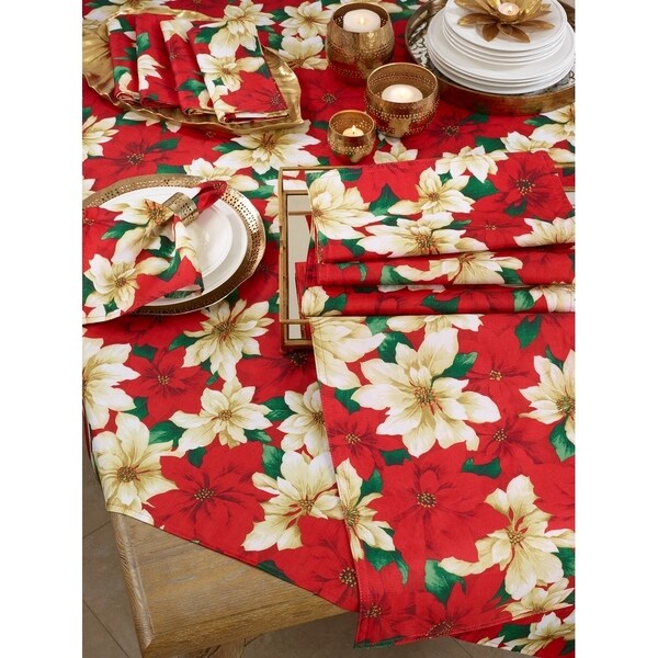 Poinsettia Cloth Dinner Napkins (Set of 12)