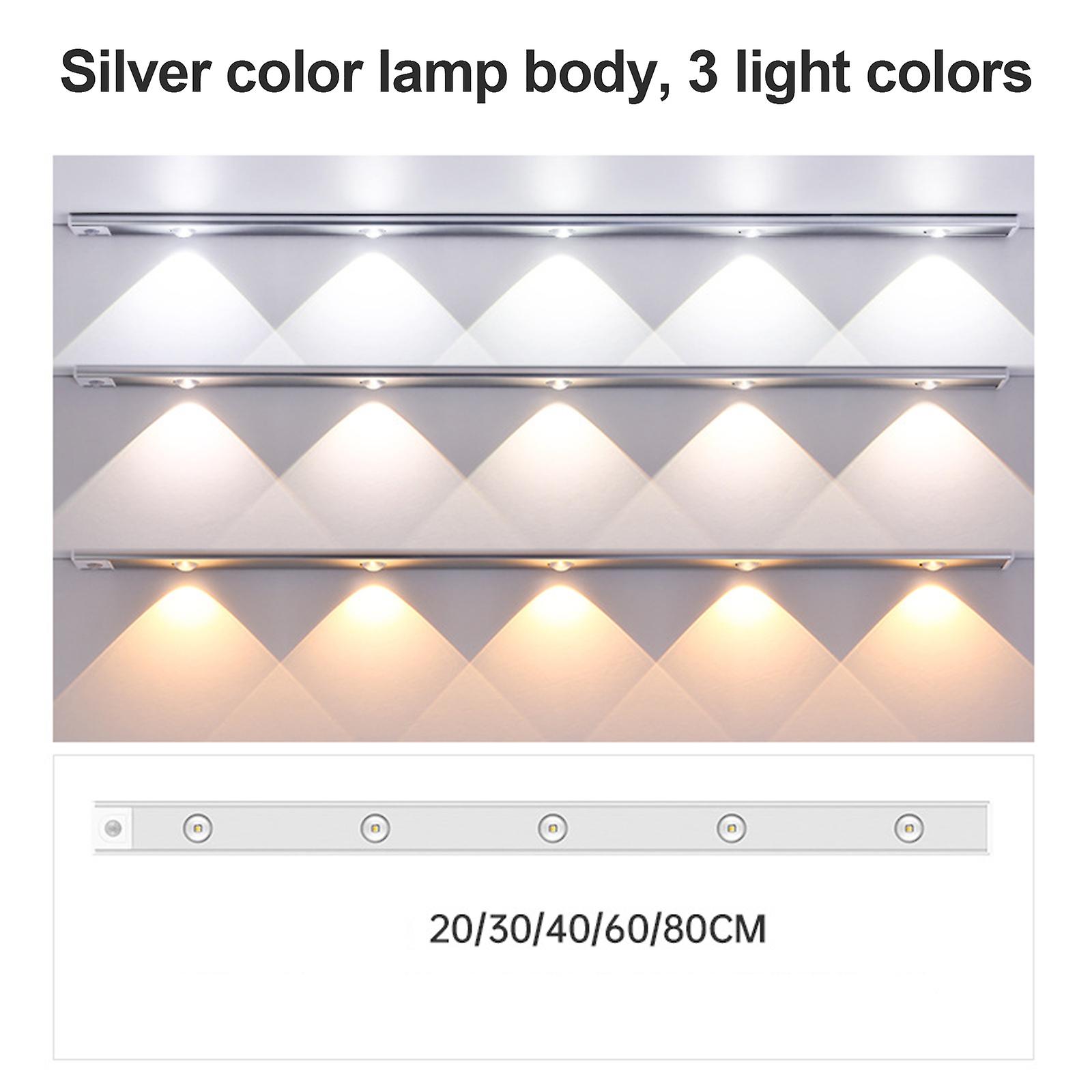 Intelligent Led Human Body Sensor Lamp Rechargeable Lamp Cabinet Cabinet Lamp Bar Space Silver (trichromatic Dimming) 60cm Space Silver (trichromatic