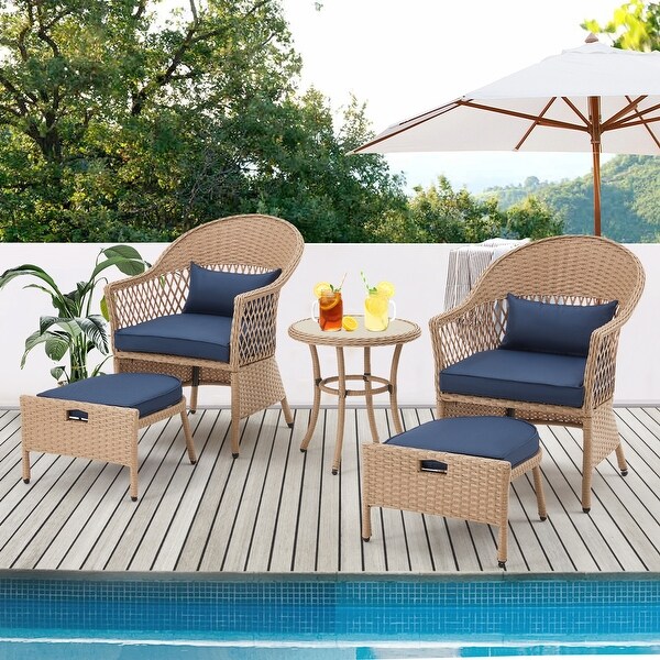 AVAWING 5 Pieces Patio Furniture Set Outdoor Rattan Chairs Wicker Conversation Bistro Set