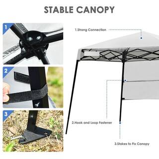 WELLFOR 7 ft. x 7 ft. Gray Sland Adjustable Portable Canopy Tent with Backpack OP-HKY-70298GR