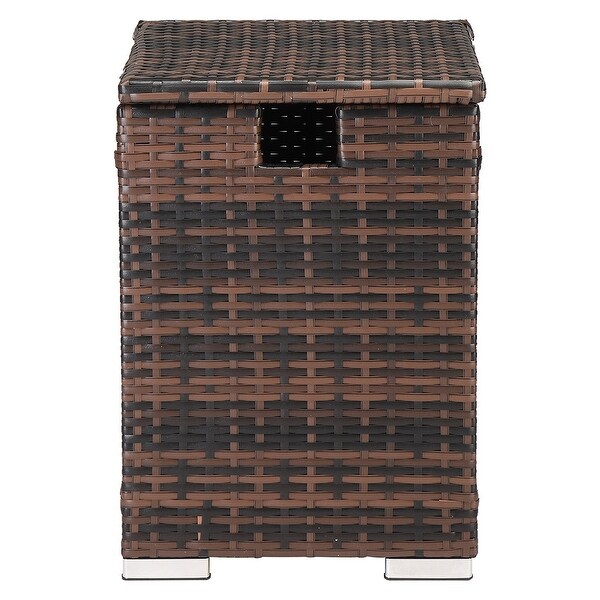 Multifunctional Gas Bottle Storage Rattan Side Table Brown Gradient