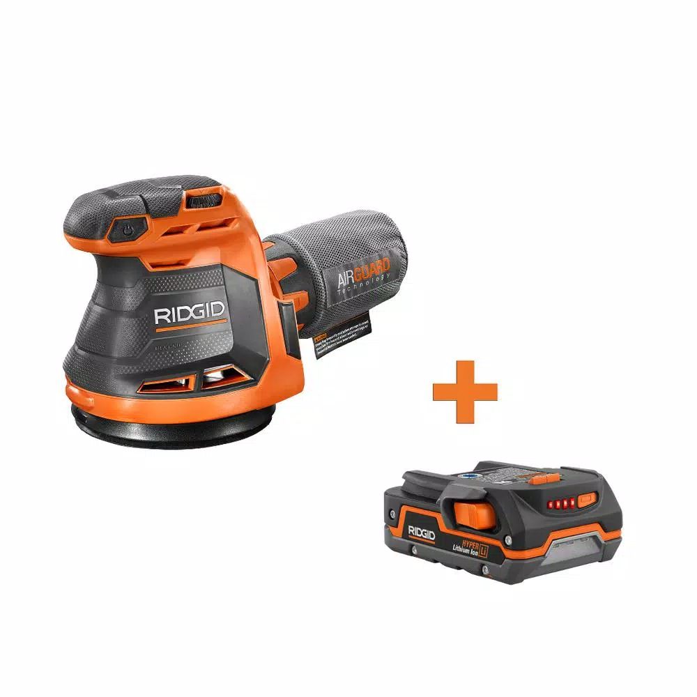 RIDGID 18-Volt Cordless 5 in. Random Orbit Sander with 1.5 Ah Lithium-Ion Battery and#8211; XDC Depot