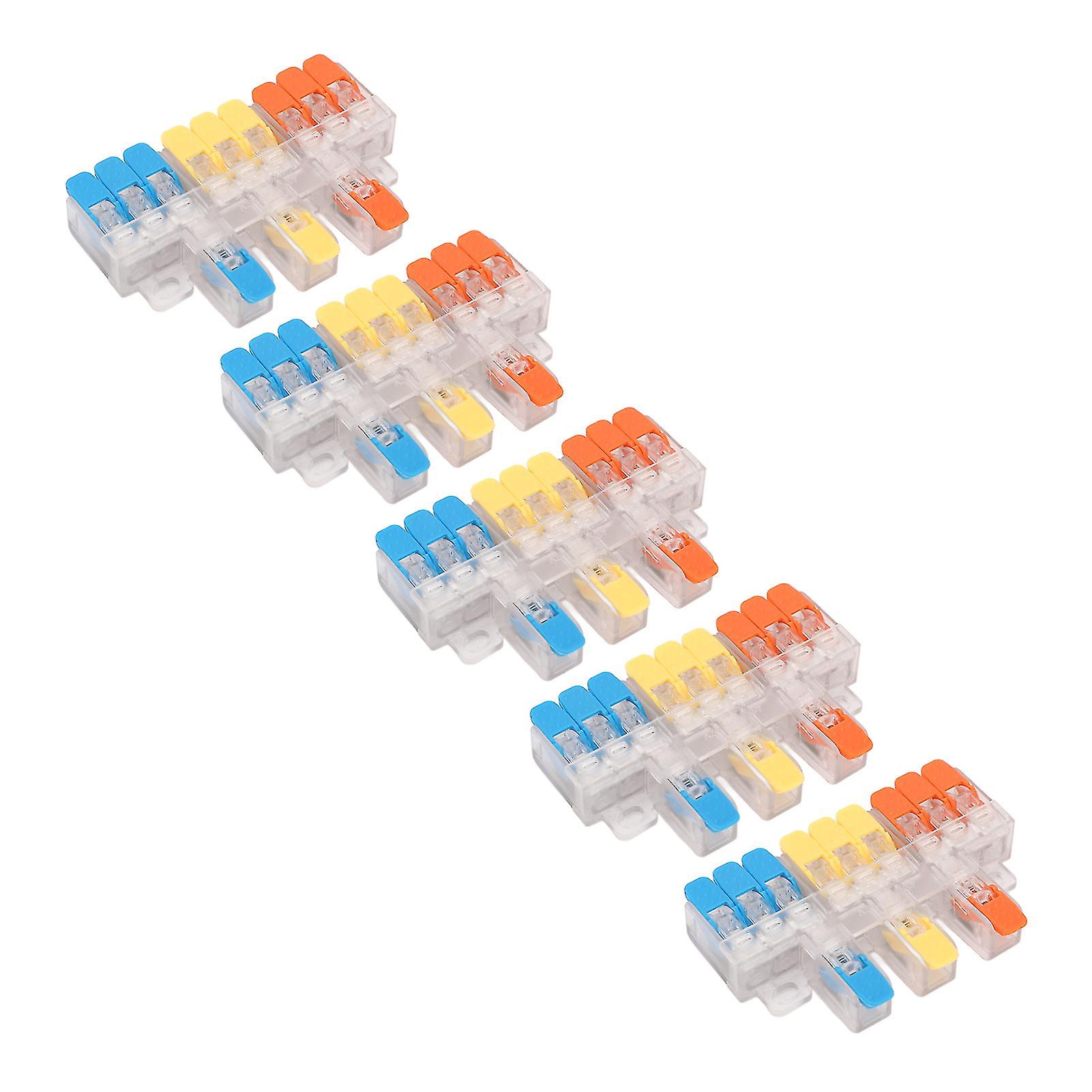 5Pcs Lever Wire Connectors Kit 3 to 9 Quick Wiring Cable Connector Push in Conductor Terminal Block 41A 450V