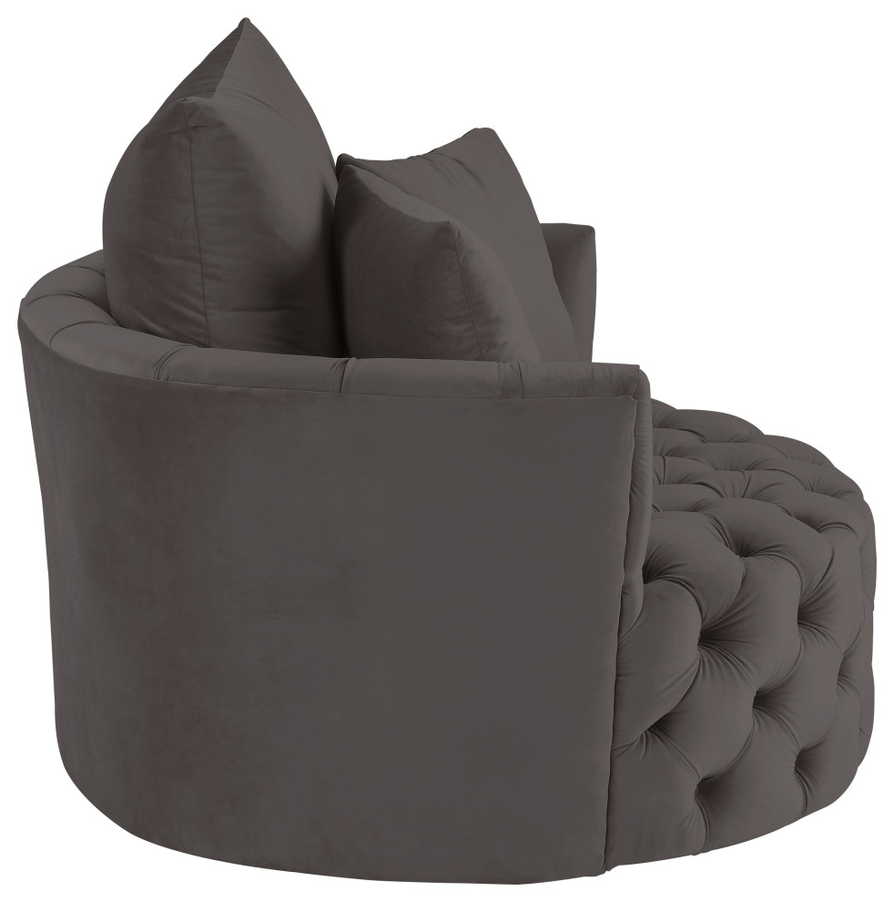 ACME Zunyas Accent Chair With Swivel  Gray Velvet   Transitional   Armchairs And Accent Chairs   by Homesquare  Houzz