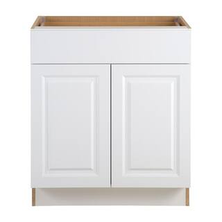 Hampton Bay Benton 30 in. W x 24.5 in. D x 34.5 in. H Assembled Base Kitchen Cabinet in White with Soft Close Full Extension Drawer BT3035B-WH