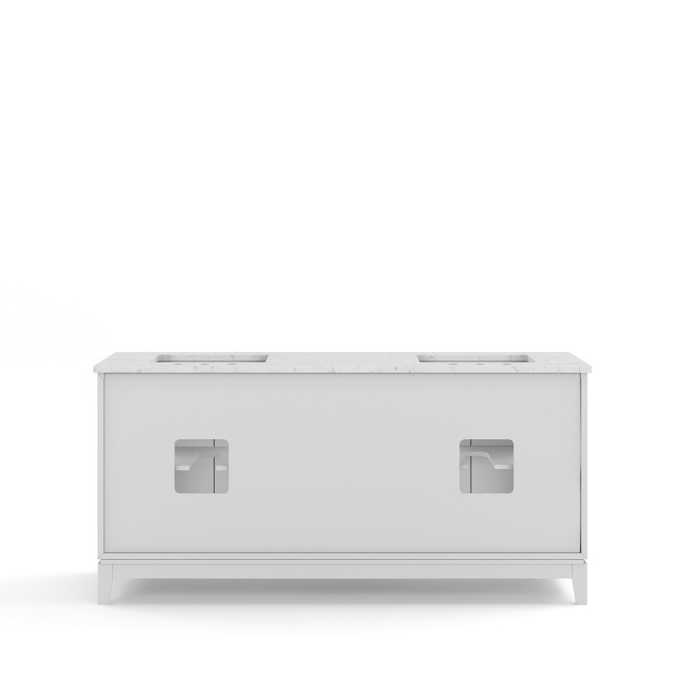 Elizabeth 72 Inch Double Sink Carrara White Marble Vanity