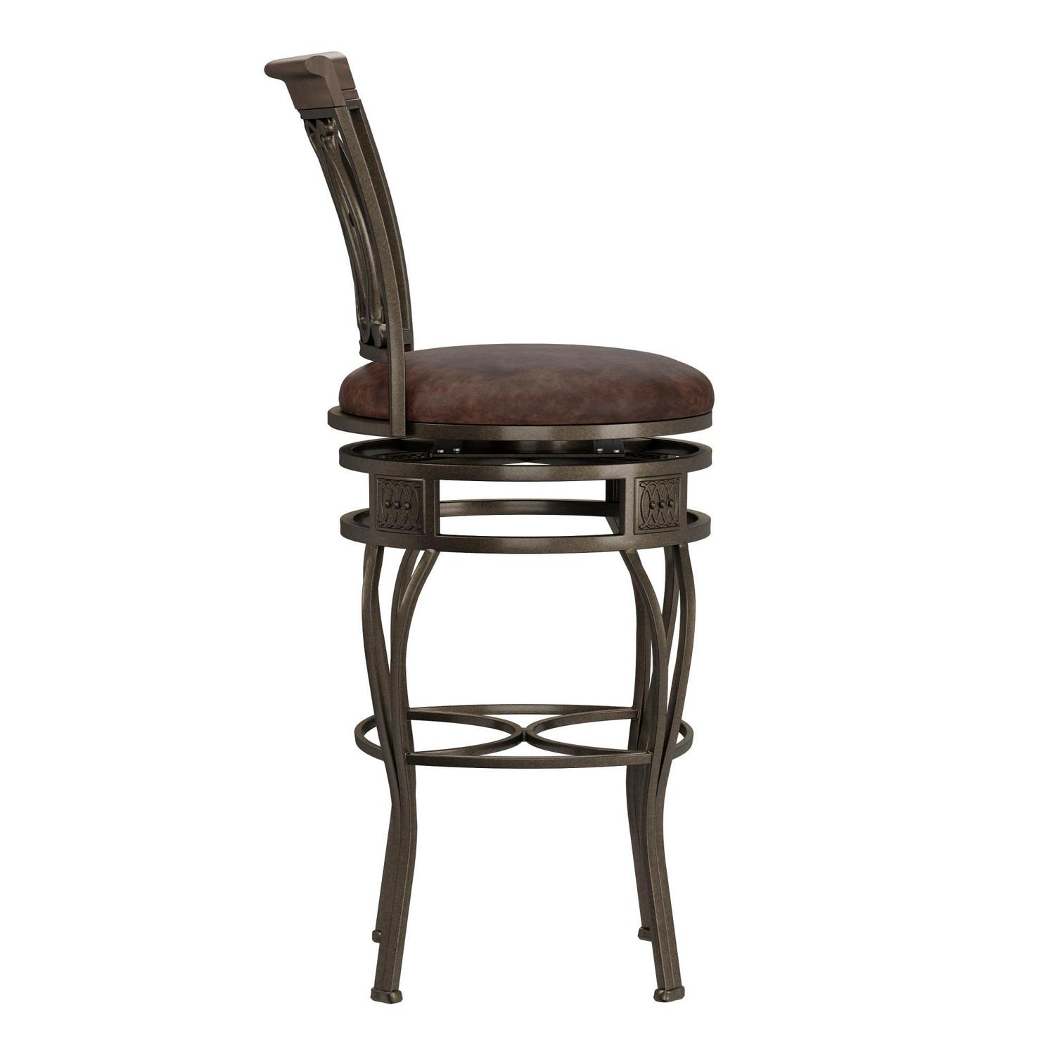 Hillsdale Furniture Montello 32.5 Metal Upholstered Swivel Bar Height Stool， Old Steel