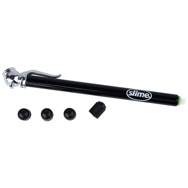 10 50 Psi Slime Pencil Tire Gauge With Valve Caps