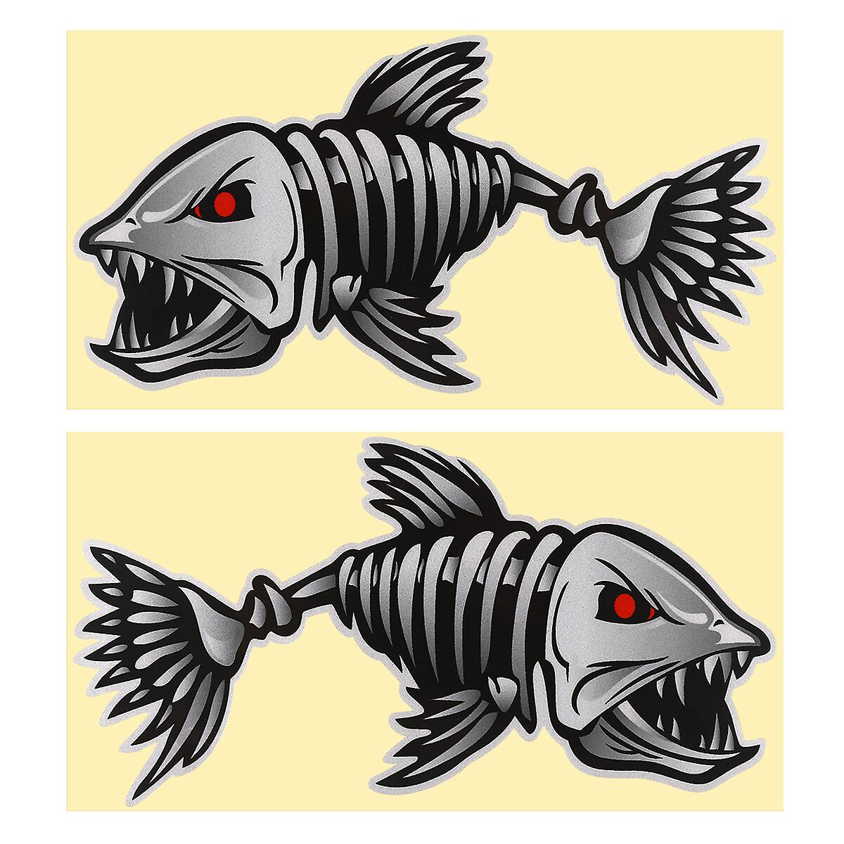 Winomo 2pcs Skeleton Fish Bones Vinyl Decals Stickers Kayak Fishing Boat Car Graphics